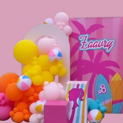 5-Piece Birthday Prop Set – Barbie-Inspired Photo Box, Palm Tree & Stands